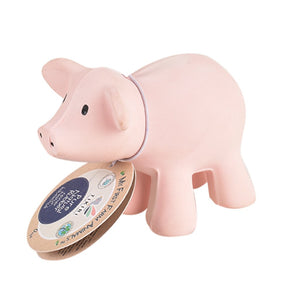 Pig - Natural Rubber Baby Rattle & Bath Toy - Tikiri Toys